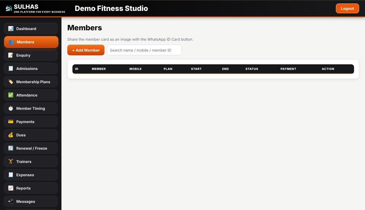 SULHAS gym screen